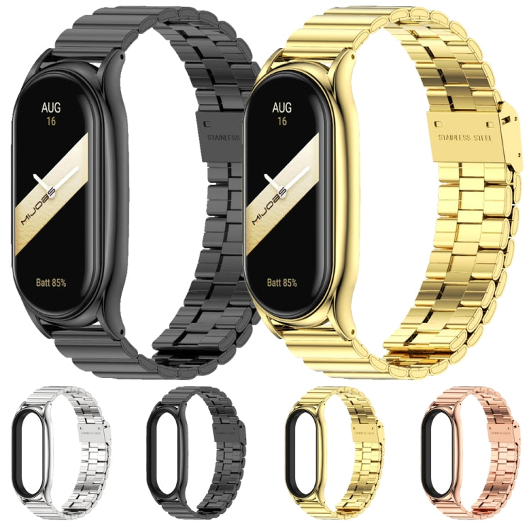 For Xiaomi Mi Band 8 Mijobs Plus Case Bamboo Buckle Metal Watch Band(Rose Gold) - Watch Bands by MIJOBS | Online Shopping UK | buy2fix