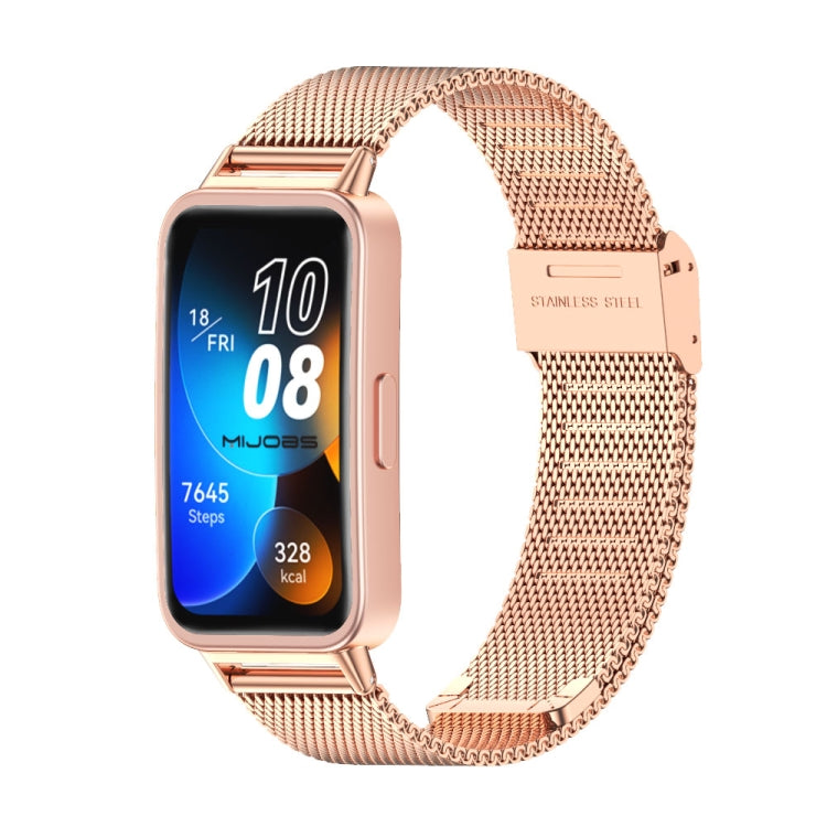 For Huawei Band 8 / 9 Mijobs Milan Buckle Stainless Steel Watch Band(Rose Gold) - Watch Bands by MIJOBS | Online Shopping UK | buy2fix