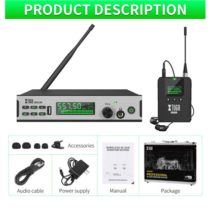 XTUGA SEM100 Professional Wireless In Ear Monitor System 2 BodyPacks(EU Plug) - Microphone by XTUGA | Online Shopping UK | buy2fix