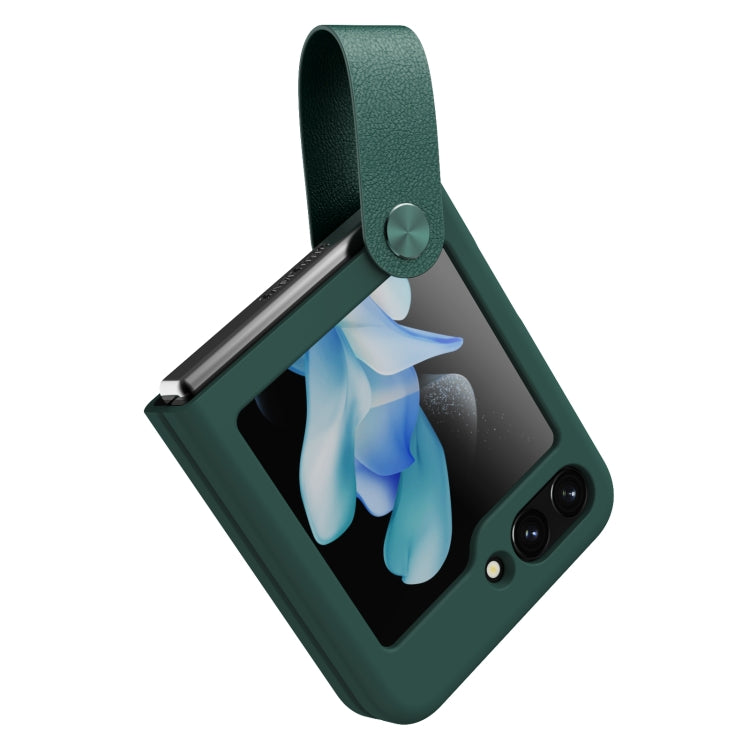 For Samsung Galaxy Z Flip5 NILLKIN Skin Feel Liquid Silicone Phone Case With Finger Strap(Green) - Galaxy Z Flip5 Cases by NILLKIN | Online Shopping UK | buy2fix