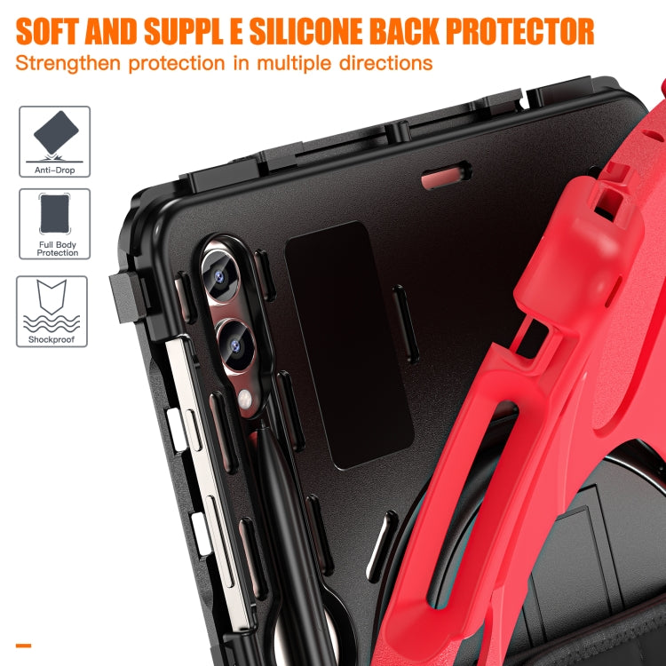 For Samsung Galaxy Tab S9+ / S8+ Rotary Handle Grab TPU + PC Tablet Case(Red) - Galaxy Tab S9+ Cases by buy2fix | Online Shopping UK | buy2fix