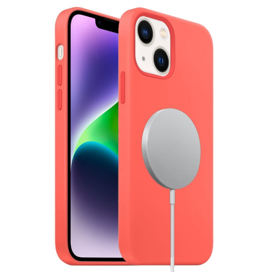 For iPhone 14 MagSafe Liquid Silicone Full Coverage Phone Case(Pink Orange) - iPhone 14 Cases by buy2fix | Online Shopping UK | buy2fix