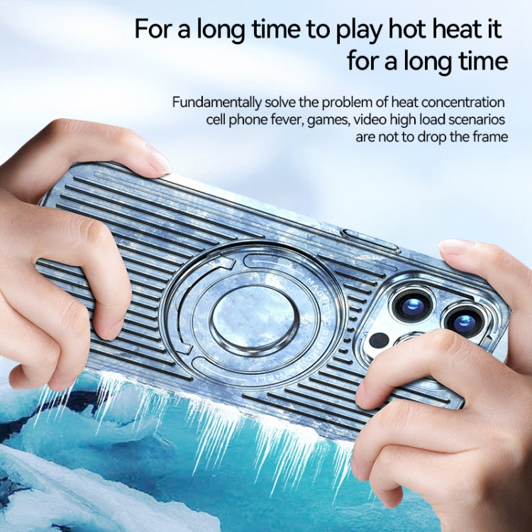 For iPhone 15 Pro Cooling MagSafe Magnetic Ring Holder Phone Case(Blue) - iPhone 15 Pro Max Cases by buy2fix | Online Shopping UK | buy2fix