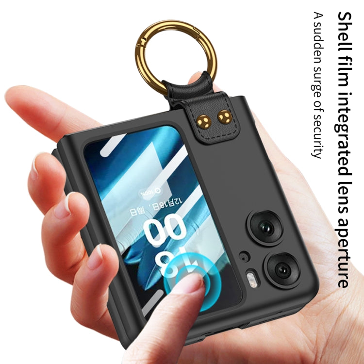 For OPPO Find N2 Flip GKK Integrated Ultra-thin Full Coverage Phone Case with Ring Holder(Black) - Find N2 Flip Cases by GKK | Online Shopping UK | buy2fix