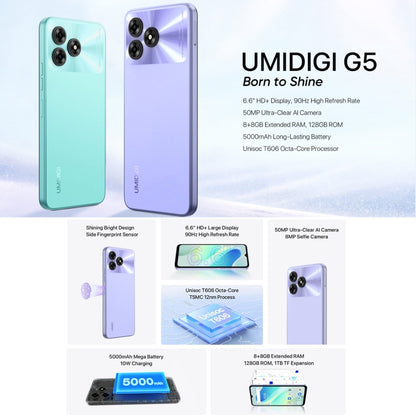 [HK Warehouse] UMIDIGI G5, 8GB+128GB, Face ID & Side Fingerprint Identification, 6.6 inch Android 13 Unisoc T606 Octa Core, Network: 4G(Space Gray) - UMIDIGI by UMIDIGI | Online Shopping UK | buy2fix