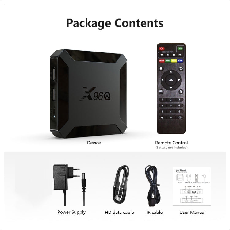 X96Q HD 4K Smart TV Box without Wall Mount, Android 10.0, Allwinner H313 Quad Core ARM Cortex A53 , Support TF Card, HDMI, RJ45, AV, USBx2, Specification:1GB+8GB - Consumer Electronics by buy2fix | Online Shopping UK | buy2fix
