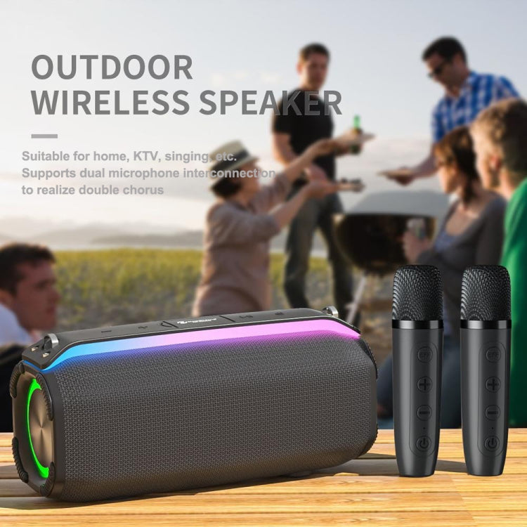 New RiXing NR8809 20W Outdoor Portable TWS Smart Wireless Bluetooth Speaker, Style:Dual Mic(Black) - Desktop Speaker by NewRixing | Online Shopping UK | buy2fix