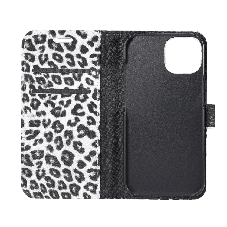 For iPhone 15 Leopard Pattern Horizontal Flip Leather Phone Case(White) - iPhone 15 Pro Max Cases by buy2fix | Online Shopping UK | buy2fix