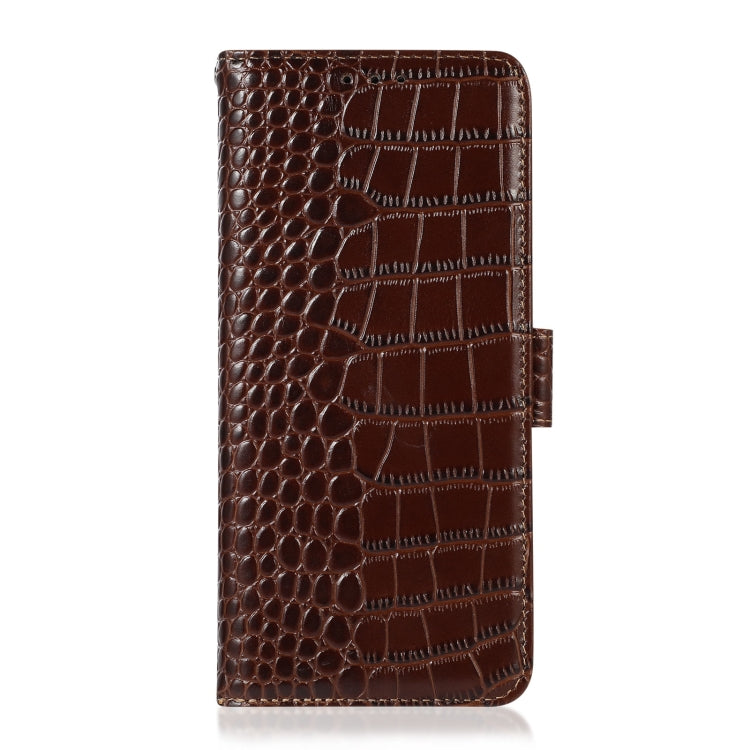 For Sony Xperia 5 V Crocodile Top Layer Cowhide Leather Phone Case(Brown) - Sony Cases by buy2fix | Online Shopping UK | buy2fix