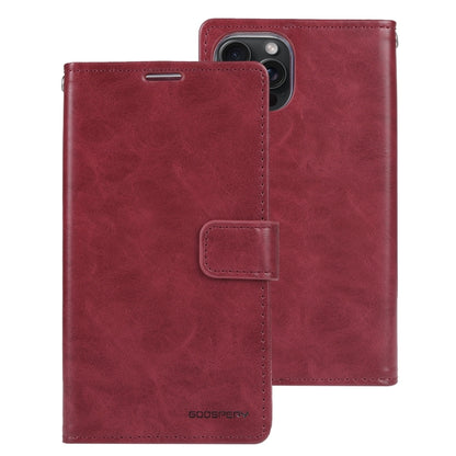 For iPhone 15 Pro Max GOOSPERY BLUE MOON Crazy Horse Texture Leather Phone Case(Wine Red) - iPhone 15 Pro Max Cases by GOOSPERY | Online Shopping UK | buy2fix