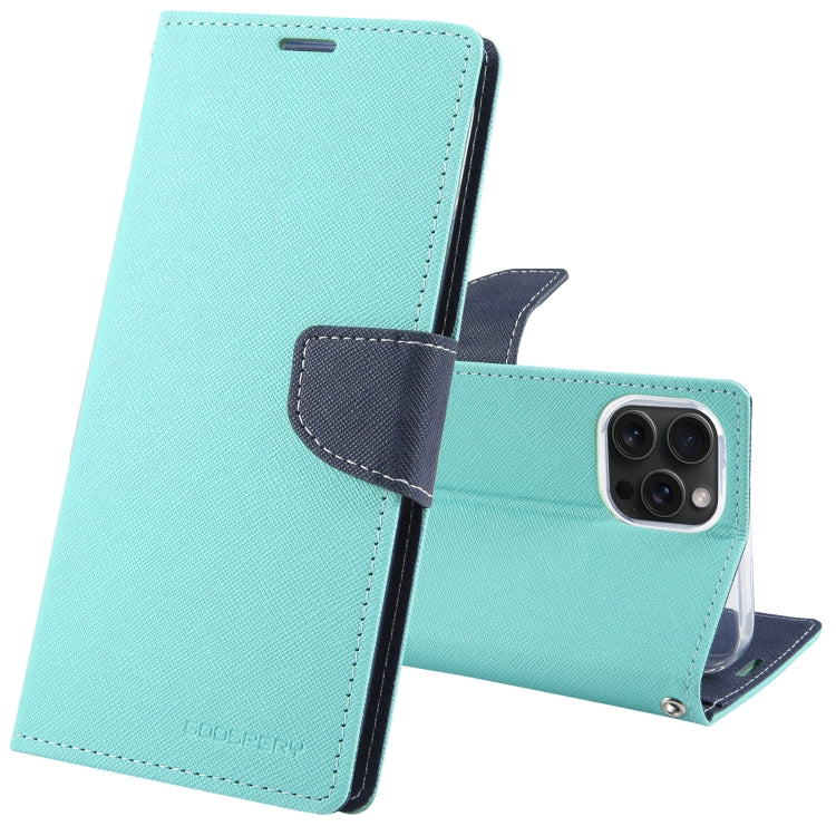 For iPhone 15 Pro Max GOOSPERY FANCY DIARY Cross Texture Leather Phone Case(Mint Green) - iPhone 15 Pro Max Cases by GOOSPERY | Online Shopping UK | buy2fix