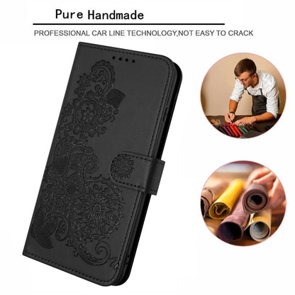 For iPhone 15 Pro Max Datura Flower Embossed Flip Leather Phone Case(Black) - iPhone 15 Pro Max Cases by buy2fix | Online Shopping UK | buy2fix