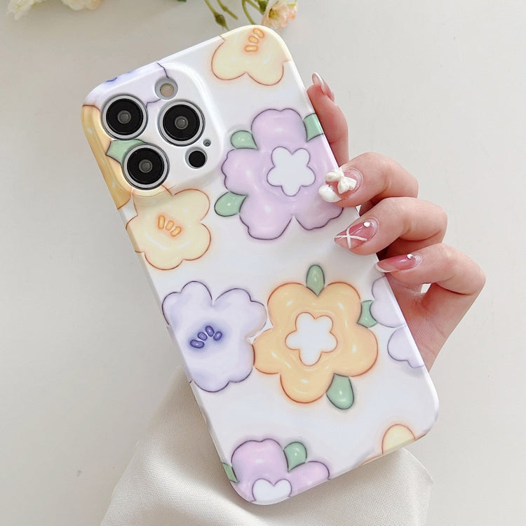 For iPhone 15 Pro Max PC Phone Case(Yellow Purple Flowers) - iPhone 15 Pro Max Cases by buy2fix | Online Shopping UK | buy2fix