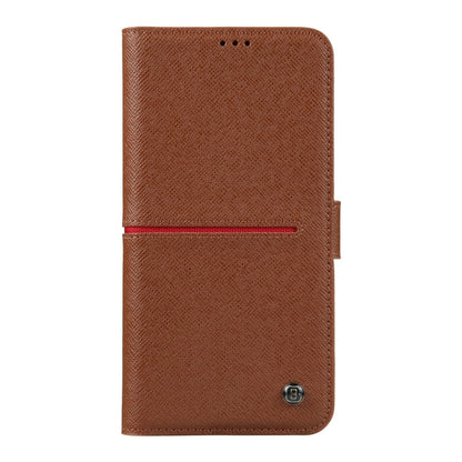 For iPhone 15 Pro Max GEBEI Top-grain Horizontal Flip Leather Phone Case(Brown) - iPhone 15 Pro Max Cases by GEBEI | Online Shopping UK | buy2fix
