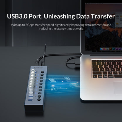 ORICO BT2U3-10AB-GY-BP 10 Ports USB 3.0 HUB with Individual Switches(AU Plug) - USB 3.0 HUB by ORICO | Online Shopping UK | buy2fix