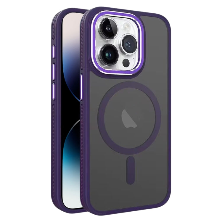 For iPhone 14 Pro Two-color Frosted MagSafe Magnetic Phone Case(Purple) - iPhone 14 Pro Cases by buy2fix | Online Shopping UK | buy2fix