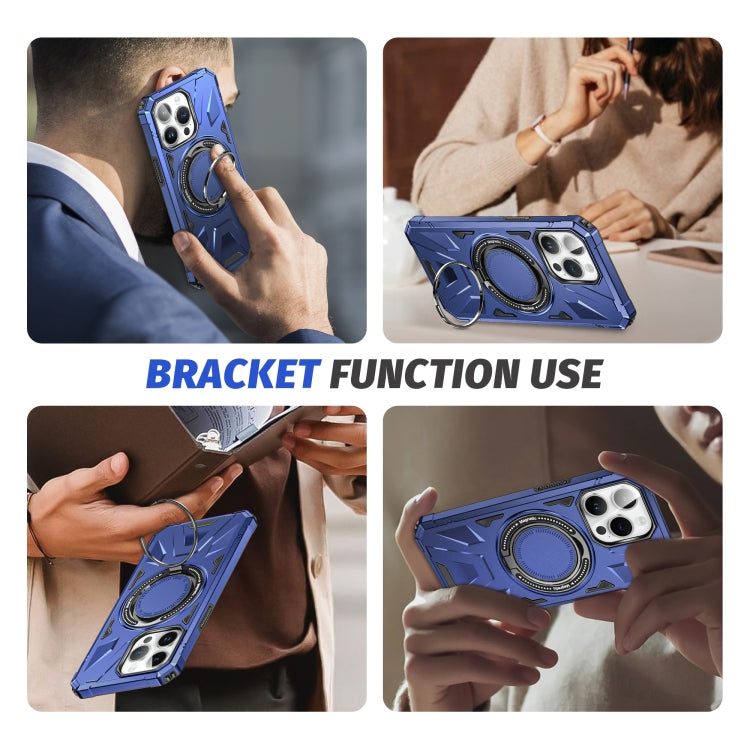 For iPhone 15 MagSafe Magnetic Shockproof Phone Case with Ring Holder(Navy Blue) - iPhone 15 Cases by buy2fix | Online Shopping UK | buy2fix