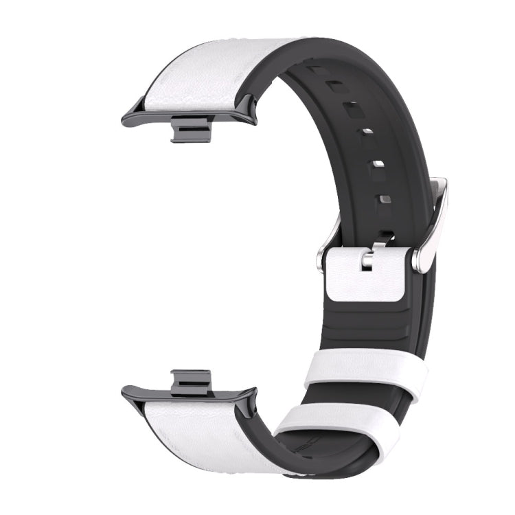 For Xiaomi Smart Band 9 Pro / 8 Pro Mijobs TPU Leather Watch Band(White Black) - Watch Bands by MIJOBS | Online Shopping UK | buy2fix