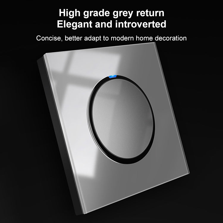 86mm Round LED Tempered Glass Switch Panel, Gray Round Glass, Style:Four Open Dual Control - Consumer Electronics by buy2fix | Online Shopping UK | buy2fix