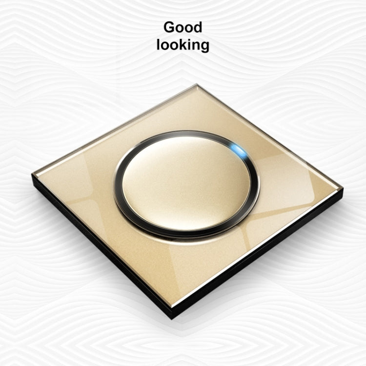 86mm Round LED Tempered Glass Switch Panel, Gold Round Glass, Style:One Open Multiple Control - Consumer Electronics by buy2fix | Online Shopping UK | buy2fix