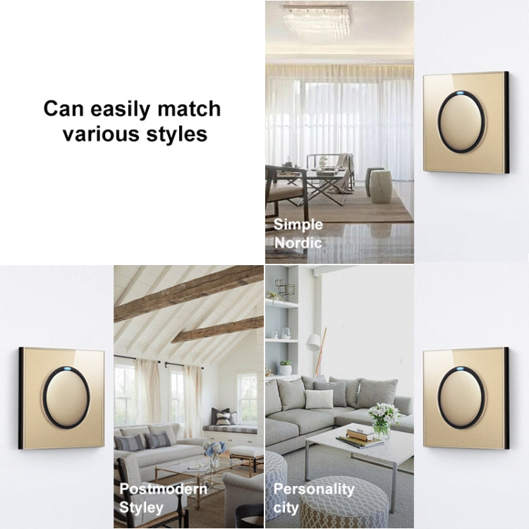 86mm Round LED Tempered Glass Switch Panel, Gold Round Glass, Style:Telephone Socket - Consumer Electronics by buy2fix | Online Shopping UK | buy2fix