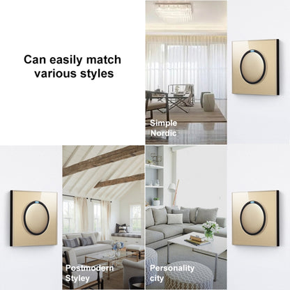 86mm Round LED Tempered Glass Switch Panel, Gold Round Glass, Style:One Billing Control - Switch by buy2fix | Online Shopping UK | buy2fix