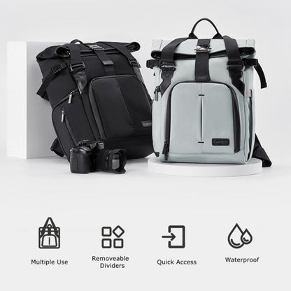 Cwatcun D95 Large Capacity Photography Backpack Shoulders Laptop Camera Bag, Size:27 x 37 x 16cm(Silver Grey) - Backpack by Cwatcun | Online Shopping UK | buy2fix