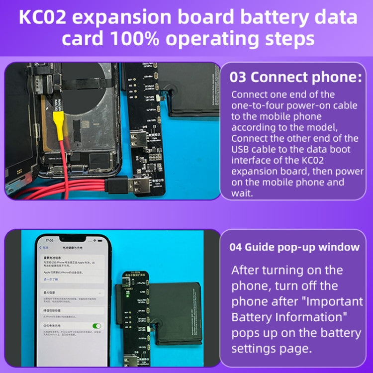 i2C KC02 Battery Data Repair Expansion Board Modifying Battery Efficiency for iPhone 11-15 Pro Max - Test Tools by buy2fix | Online Shopping UK | buy2fix