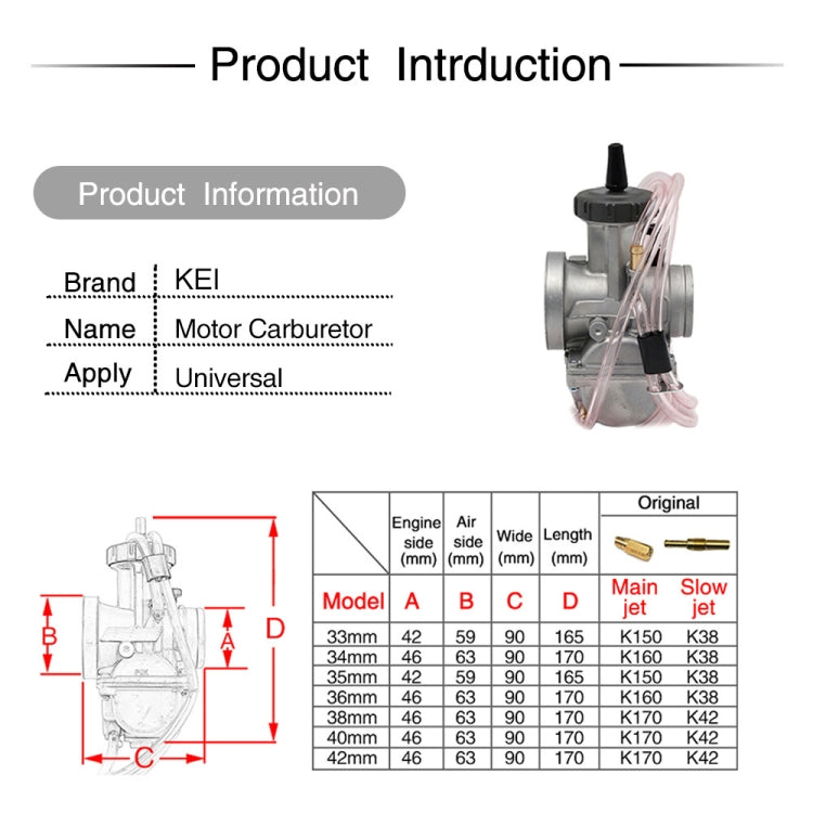 PWK33mm Universal Motorcycle Carburetor Carb Motor Carburetor - In Car by buy2fix | Online Shopping UK | buy2fix