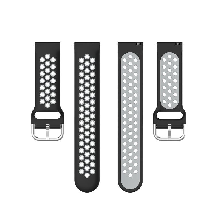 For Galaxy Watch 3 41mm Silicone Two-color Watch Band, Size: Free Size 20mm(Black Gray) - Smart Wear by buy2fix | Online Shopping UK | buy2fix