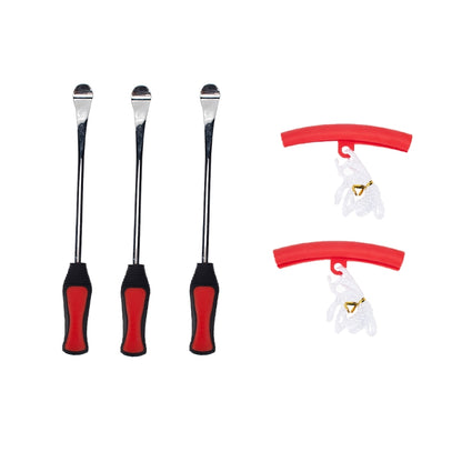 5 in 1 Car / Motorcycle Tire Repair Tool Spoon Tire Spoons Lever Tire Changing Tools with Red Tyre Protector - In Car by buy2fix | Online Shopping UK | buy2fix