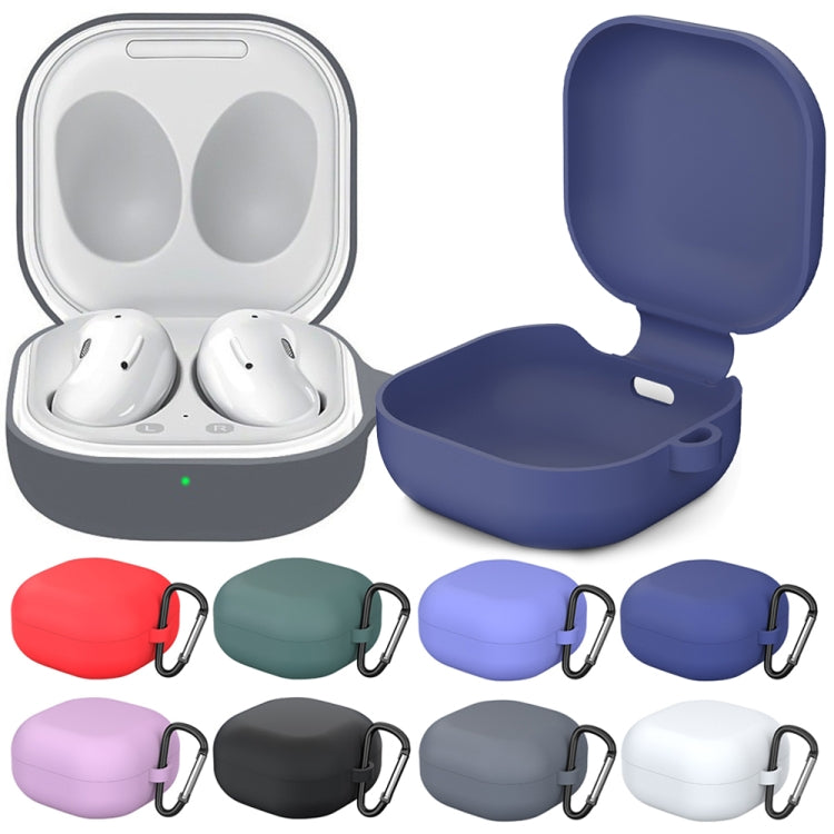 For New Samsung Galaxy Buds Live/Pro Solid Color Anti-fall Earphone Protective Case with Hook(Dark Blue) - Samsung Earphone Case by buy2fix | Online Shopping UK | buy2fix