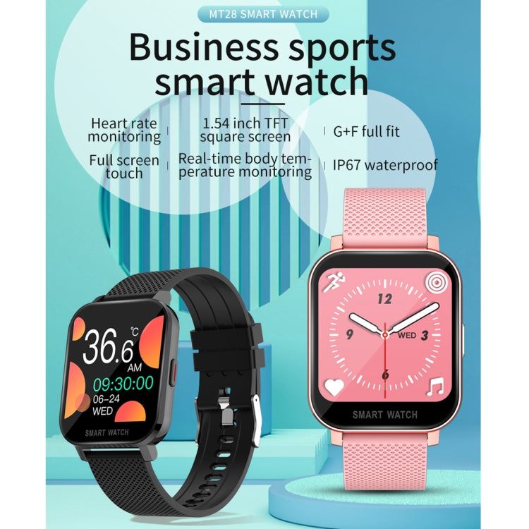 MT28 1.54 inch TFT Screen IP67 Waterproof Business Sport Silicone Strip Smart Watch, Support Sleep Monitor / Heart Rate Monitor / Blood Pressure Monitoring(Black) - Smart Wear by buy2fix | Online Shopping UK | buy2fix