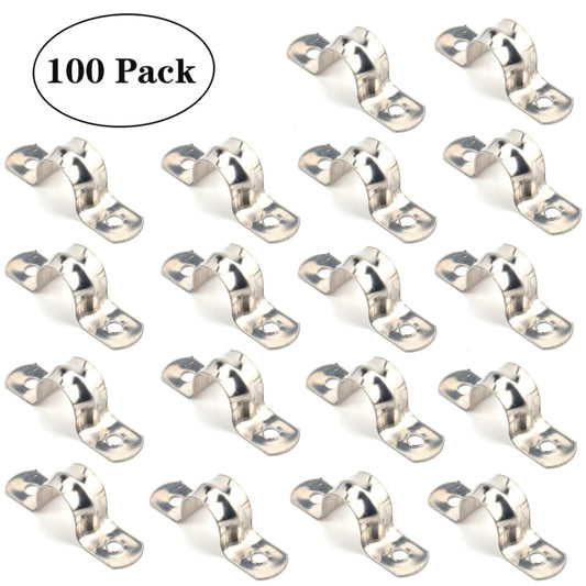 100 PCS M25 304 Stainless Steel Hole Tube Clips U-tube Clamp Connecting Ring Hose Clamp - In Car by buy2fix | Online Shopping UK | buy2fix