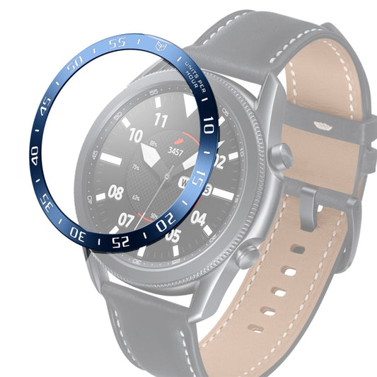 For Samsung Galaxy Watch 3 45mm Smart Watch Steel Bezel Ring, A Version(Blue Ring White Letter) - Watch Cases by ENKAY | Online Shopping UK | buy2fix