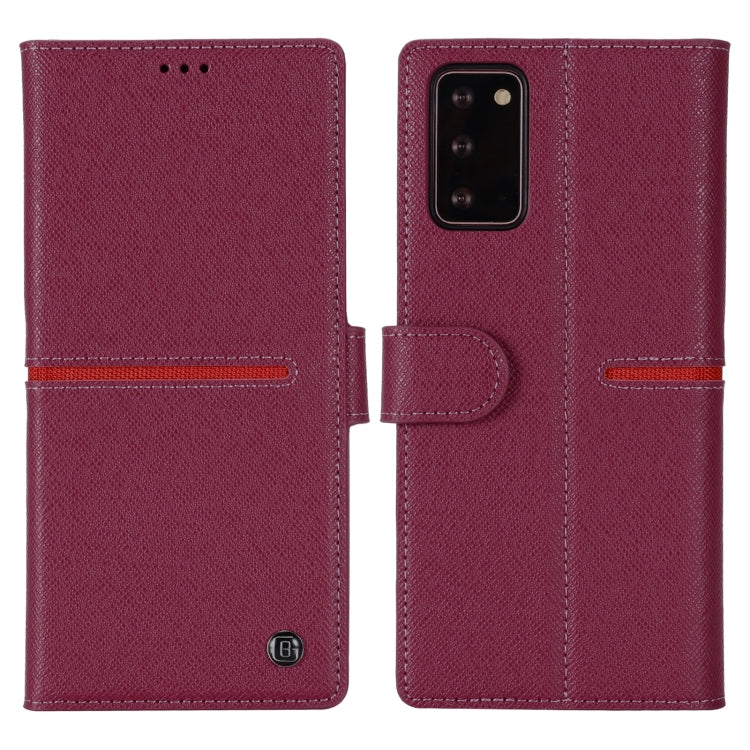 For Samsung Galaxy Note 20 GEBEI Top-grain Leather Horizontal Flip Protective Case with Holder & Card Slots & Wallet & Photo Frame(Wine Red) - Galaxy Note20 Cases by GEBEI | Online Shopping UK | buy2fix