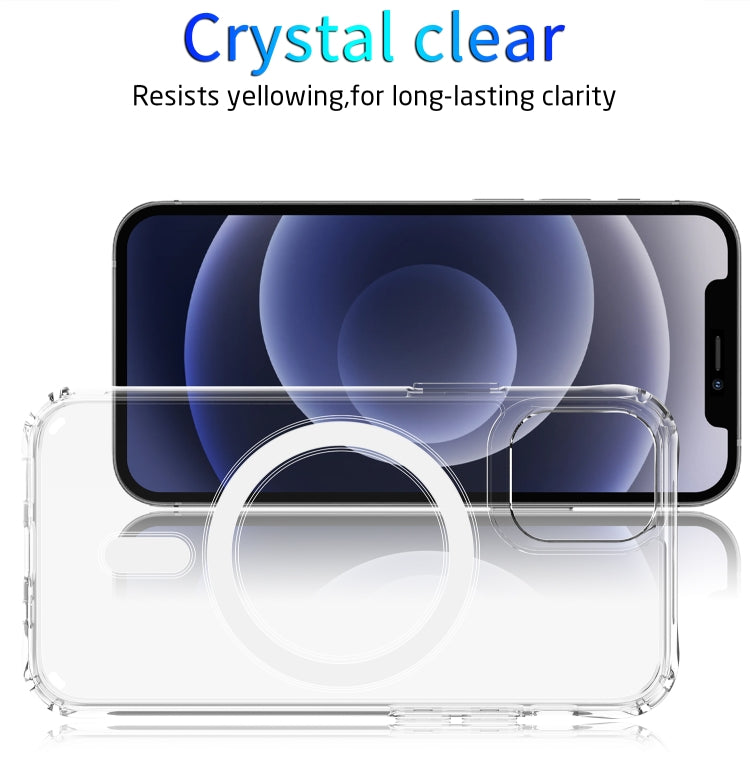 For iPhone 12 / 12 Pro Magsafe Case Magnetic Ring Clear Crystal Acrylic +TPU Four-corner Airbag Shockproof Case(Transparent) - iPhone 12 / 12 Pro Cases by buy2fix | Online Shopping UK | buy2fix