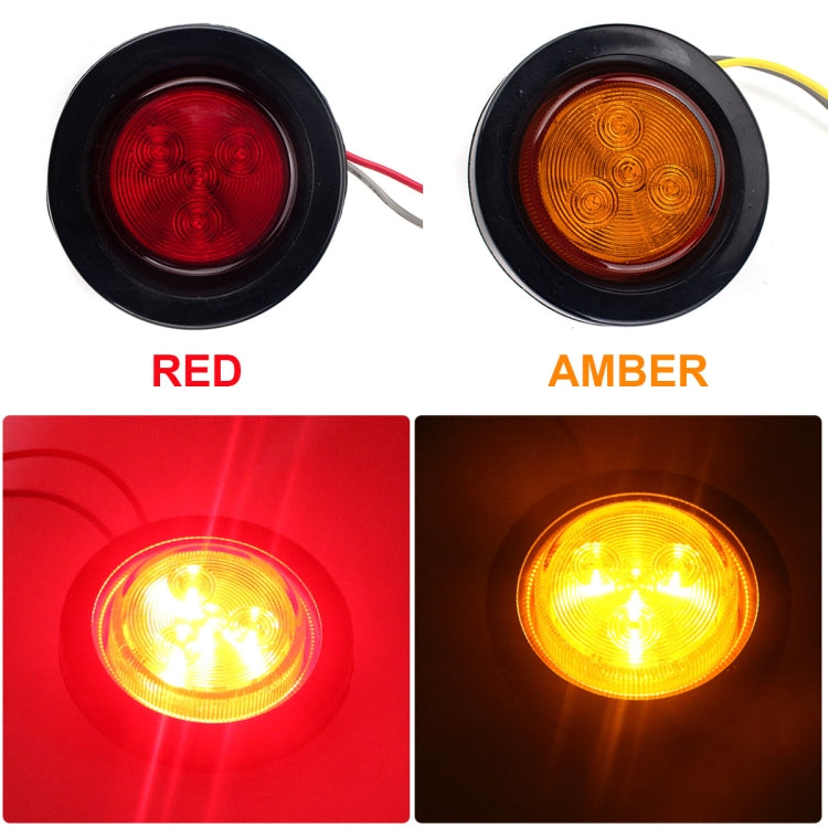 4 PCS Truck Trailer Red & Amber LED 2 inch Round Side Marker Clearance Tail Light Kits with Heat Shrink Tube - Fog / Driving Lights by buy2fix | Online Shopping UK | buy2fix