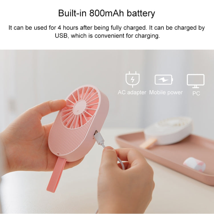 LLD-17 0.7-1.2W Ice Cream Shape Portable 2 Speed Control USB Charging Handheld Fan with Lanyard (Pink) - Consumer Electronics by buy2fix | Online Shopping UK | buy2fix