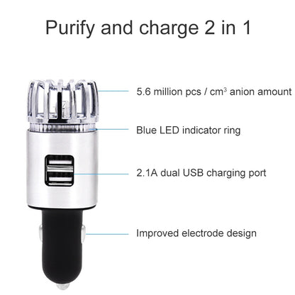 2 in 1 Car Negative-ion  Aromatherapy Air Purifier Humidifier + Dual USB Port Car Charger (Gold) - Air Purifier by buy2fix | Online Shopping UK | buy2fix