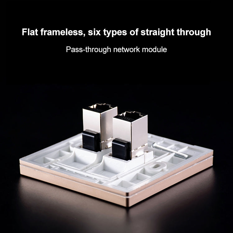 CAT.6 Shielded Pass-through Network Module, Single Port Panel + Shielded Pass-through (Grey) - Lan Cable and Tools by buy2fix | Online Shopping UK | buy2fix