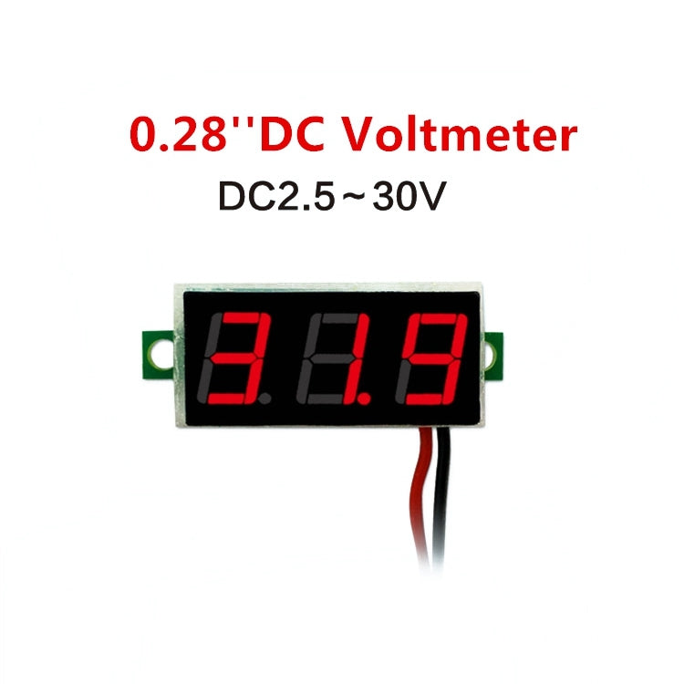 10 PCS 0.28 inch 2 Wires Adjustable Digital Voltage Meter, Color Light Display, Measure Voltage: DC 2.5-30V (Red) - Consumer Electronics by buy2fix | Online Shopping UK | buy2fix