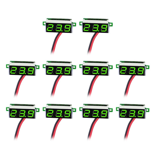 10 PCS 0.36 inch 2 Wires Digital Voltage Meter, Color Light Display, Measure Voltage: DC 2.5-30V(Green) - Consumer Electronics by buy2fix | Online Shopping UK | buy2fix