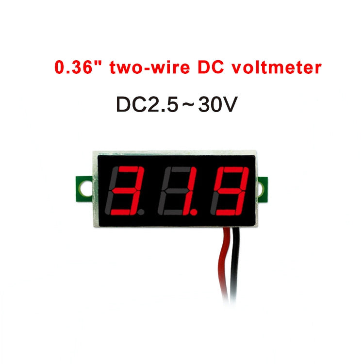 10 PCS 0.36 inch 2 Wires Digital Voltage Meter, Color Light Display, Measure Voltage: DC 2.5-30V (Red) - Consumer Electronics by buy2fix | Online Shopping UK | buy2fix