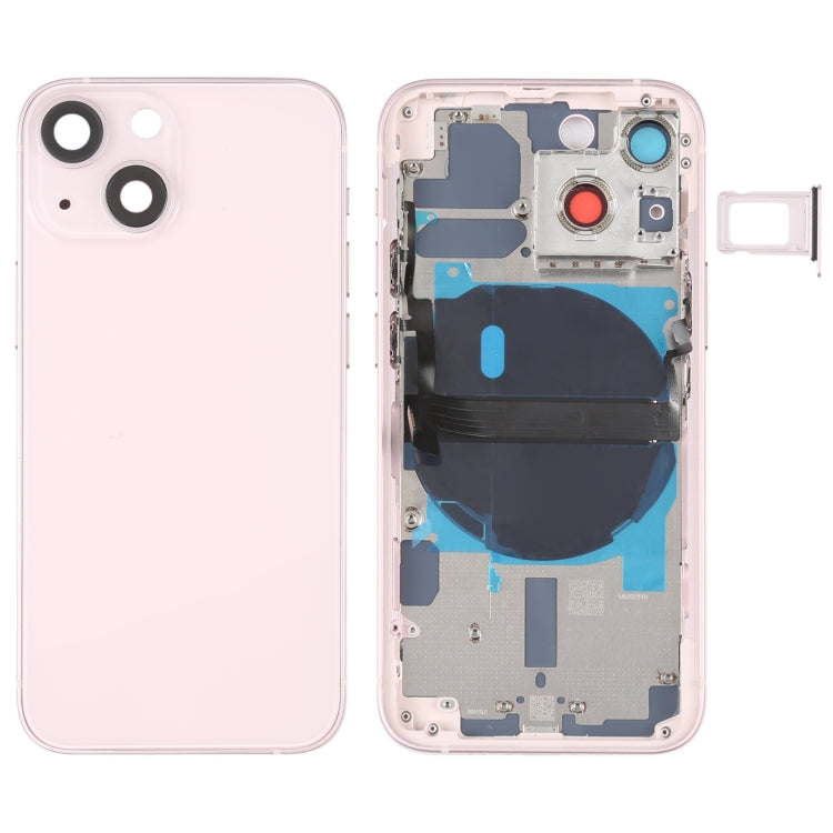 For iPhone 13 mini Battery Back Cover with Side Keys & Card Tray & Power + Volume Flex Cable & Wireless Charging Module(Pink) - Repair & Spare Parts by buy2fix | Online Shopping UK | buy2fix