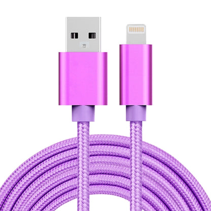 3m 3A Woven Style Metal Head 8 Pin to USB Data / Charger Cable(Purple) - Normal Style Cable by buy2fix | Online Shopping UK | buy2fix