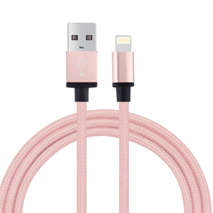 1m Woven Style Metal Head 58 Cores 8 Pin to USB 2.0 Data / Charger Cable(Pink) - Normal Style Cable by buy2fix | Online Shopping UK | buy2fix