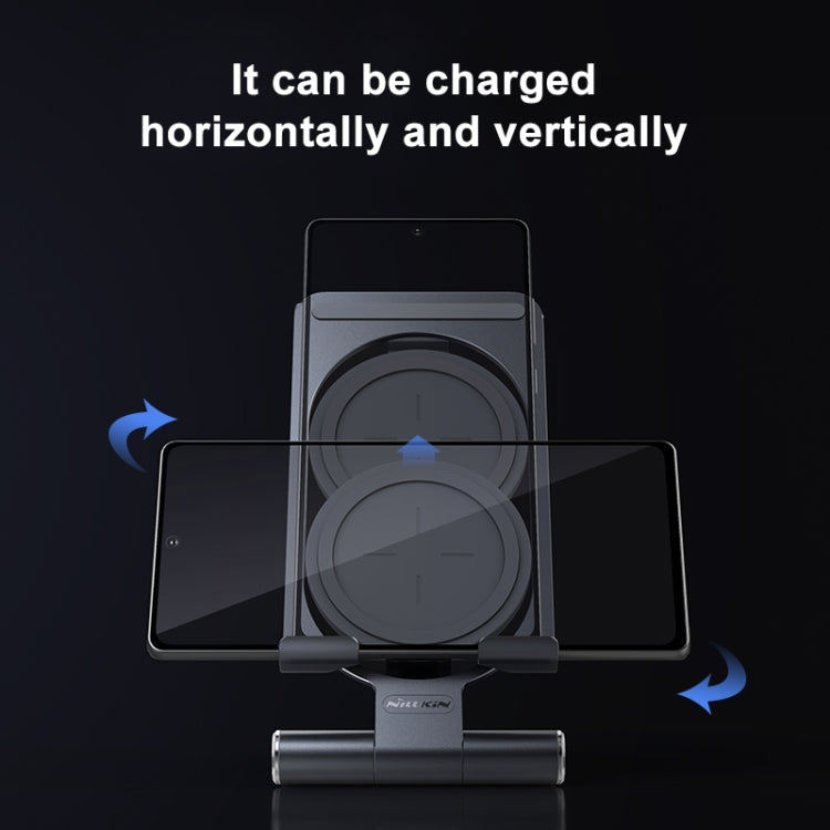 NILLKIN 2 in 1 15W PoweHold Mini Vertical Foldable Detachable Wireless Charger Mobile Phone Holder (Dark Gray) - Wireless Charger by NILLKIN | Online Shopping UK | buy2fix