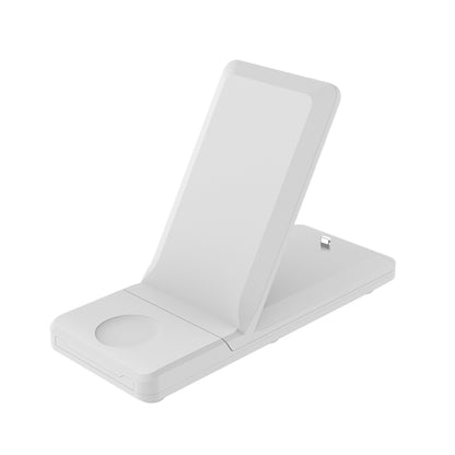 H6 3 in 1 Portable Folding Wireless Charger for iPhone + iWatch + AirPods(White) - Apple Accessories by buy2fix | Online Shopping UK | buy2fix