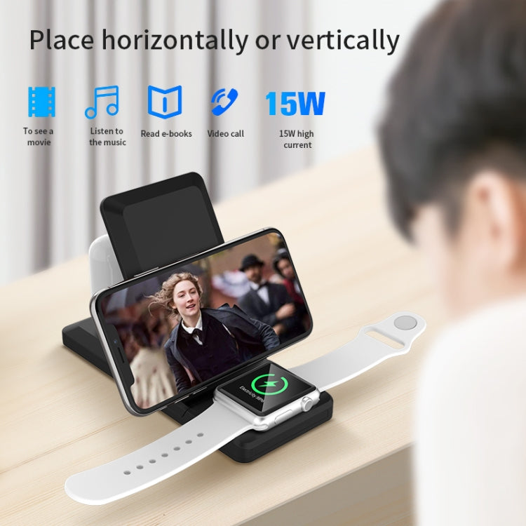 H6 3 in 1 Portable Folding Wireless Charger for iPhone + iWatch + AirPods(White) - Apple Accessories by buy2fix | Online Shopping UK | buy2fix